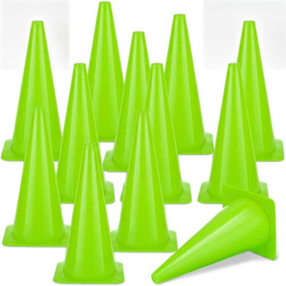 Reginary 12 Pcs 15 Inch Traffic Safety Cone for Sports, Parking - color: Green