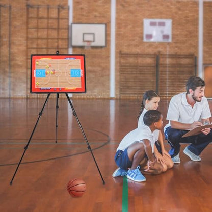 Basketball Coaching Board Tri-pod Basketball Tactic Board for Basketball Tactic White Board Clipboard Huge Size Training Equipment with Tripod Stand and Carrying Bag - style: Basketball