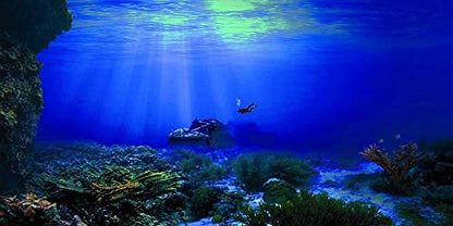 Seabed Wreck Aquarium Background Poster HD Fish Tank Decorations Landscape Backdrop (30" x 18"/ 76 x 46cm) - size: 30" x 18"/ 76 x 46cm