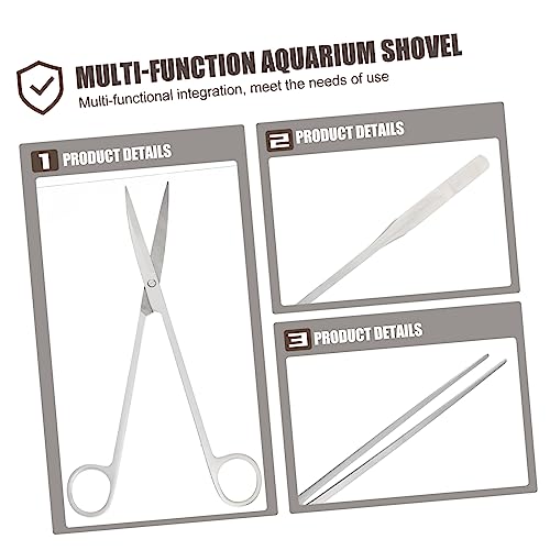 BESPORTBLE Stainless Steel Aquarium Scissors Multi-Function Tools Scraper Shovel Tweezer for Aquascaping