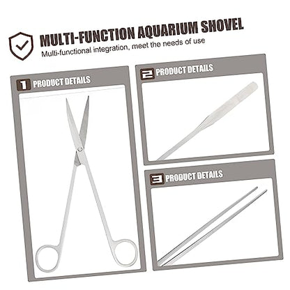 BESPORTBLE Stainless Steel Aquarium Scissors Multi-Function Tools Scraper Shovel Tweezer for Aquascaping