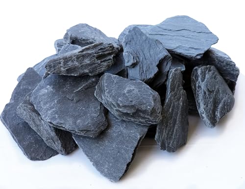Natural Slate Stone 3 to 5 Inches - USA Sourced and Packaged for Aquascaping Aquariums, Terrariums, Paludariums, Reptiles, Wargaming, Model Railroads, Miniature Gardens, Mosaic Art (12lbs) - size: 12 Pounds