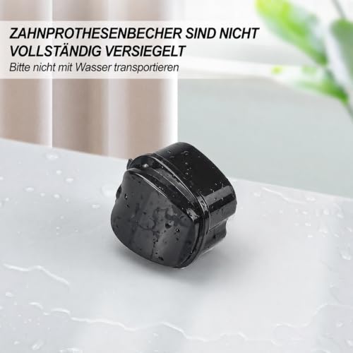 Denture Bath Case Retainer Cleaner Case with Strainer Basket, Denture Cup Dental Retainer Holder Case for Soaking Mouthguard Cleaning Storage Box Case - Black and White - color: Black & White