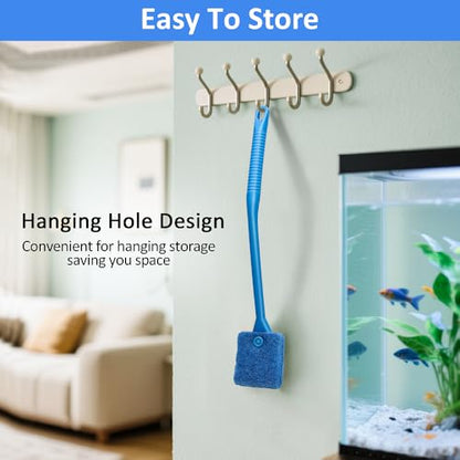 Fish Tank Cleaner with Five Sided Sponge Brush and Long Handle Aquarium Scrubber Alage Scraper for Glass Aquariums Terrarium Home Kitchen - size: 1 Pack