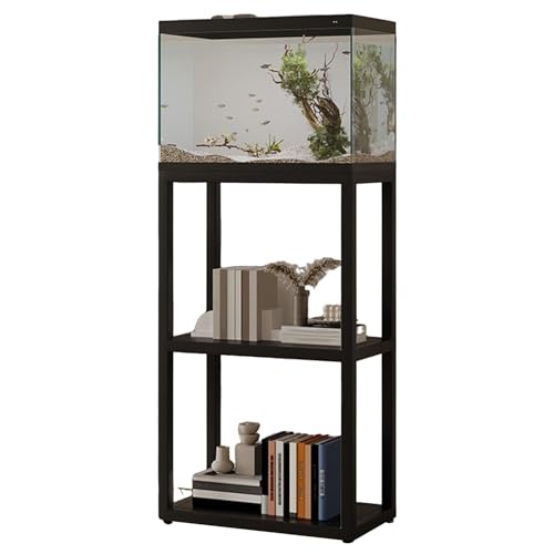 Fish Tank Stand Metal Shelving, Heavy Duty Aquarium Stand Multi-Tier Storage Organizer, Aquarium Shelf with Adjustable Foot Pads, Reptile Turtle Tank Terrarium Rack Table - color: Black, size: 40×30×70cm