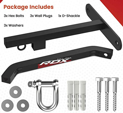 RDX Mount Hanger Wall Bracket, Boxing Punch Bag 16 Gauge Heavy Duty Iron Bar, Steel Hanging Fixings D-Shackle, Boxing MMA Kickboxing Muay Thai Punching Training, Outdoor Fitness Home Gym