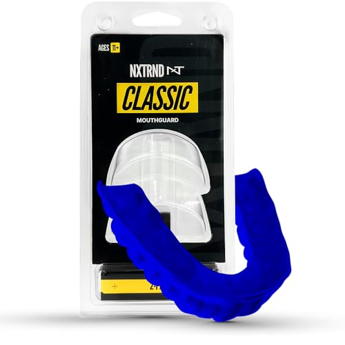 2 Pack Nxtrnd Classic Mouthguard, Custom Fit Sports Mouthpiece for Football, Boxing, MMA, Basketball, Hockey, Lacrosse, Youth & Adult (Blue) - color: Blue