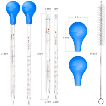 4 Pieces Glass Pipette 10ml 5ml Glass Graduated Pipettes Dropper with Big Rubber Cap Dropping Lab Pipette Transfer for Liquid Essential Oil - style: 4 Pieces
