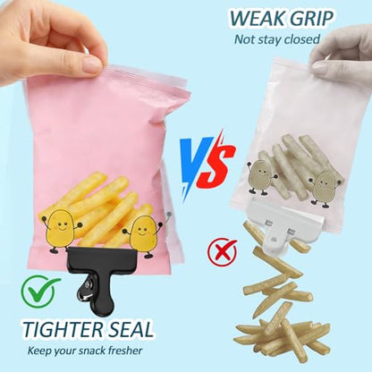 7cm Airtight Metal Chip Clips Set of 8, Rust-Proof Kitchen Bag Clips for Food Preservation, Secure Snack Clip with Wide Jaw for Thick Bags, Heavy Duty Clamps