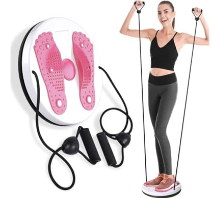 Waist Twisting Disc Unisex Waist Trainer Abdominal Exercise Foot Massage Plate Workout Home Gym Body Building Weight Loss Fitness Equipment - color: Pink