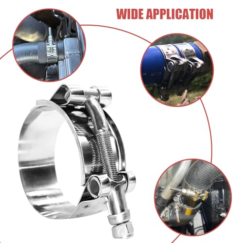BOTTEN 4 Pack 1.5" T-Bolt Hose Clamp, Clamp Range 44-50mm for 1.5" Hose ID, hose clamps Stainless Steel, heavy duty,radiator hose clamps