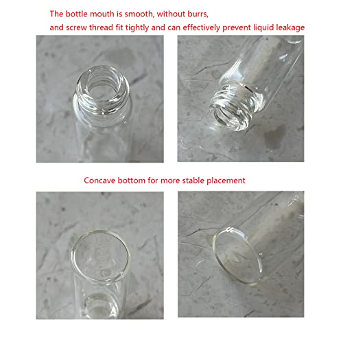 4ml Clear Glass Vials with Screw Caps and Plastic Stoppers, 1 Dram Small Liquid Sample Vial, Leak-Proof Vial, 12PCS