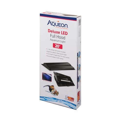 Aqueon LED Deluxe Fish Tank Aquarium Full Hood with LED Light, Black, 20 Inch - size: 20"