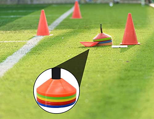 50/100/200pcs Disc Cones, Soccer Cones with Carry Bag and Holder, 5 Colors | for Football, Soccer, Basketball Training Equipment - size: 100pcs