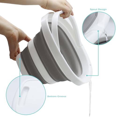 CHILDLION Collapsible Bucket 5L, Foldable Mop Bucket Car Wash Buckets with Handle for Cleaning Supplies, Portable Sink Wash Basin Storage Bin Ice Tub for Fishing Beach Outdoor Camping Kitchen (Square)
