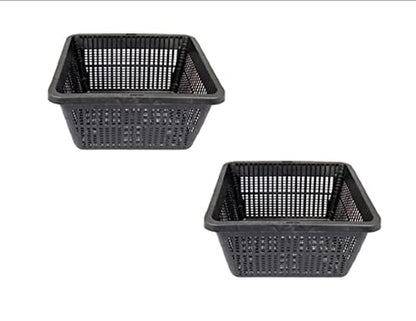 7 Inch (18cm) Square Water Garden Aquatic Mesh Pond Plant Flower Planter Basket, PondH2o Plastic Slotted Mesh Outdoor Aquatic Planting Pots Baskets Aquaponics, Hydroponics Value Pack of 2