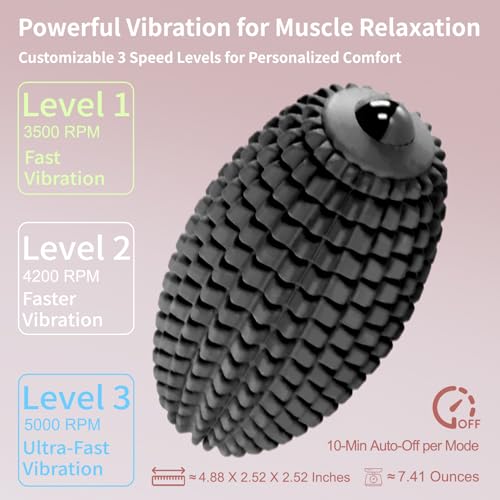 Vibrating Massage Ball for Full Body Relaxation, Silicone Trigger Point Massager Ball for Back, Leg, Foot, Muscle Recovery, Portable Rechargeable Massage Roller, 3 Vibration Speeds (Black) - color: Black