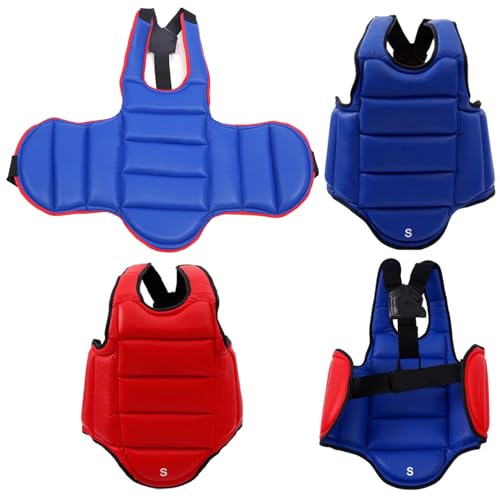 Reversible Karate Sparring Chest Guard, Taekwondo Boxing MMA Martial Arts Muay Thai Kickboxing Training Body Protector - color: Red/Blue, size: X-Large