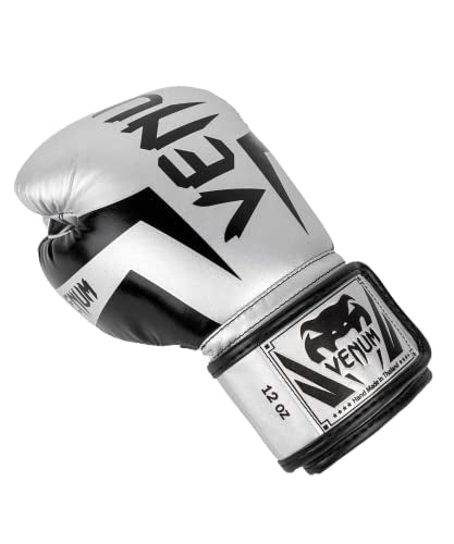 Venum Elite Boxing Gloves - color: Silver/Black, size: 12-Ounce