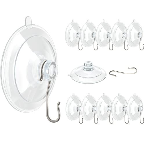 VIS'V Suction Cup Hooks, 1.77 Inch Small Window Suction Cups with Metal Hooks, Removable and Reusable, Clear, 12 Pcs - size: Small