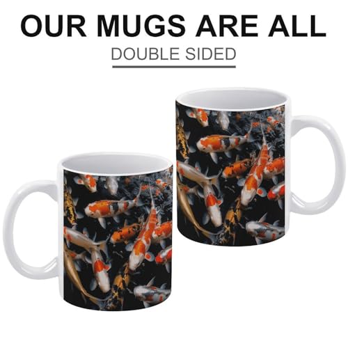 Changing Magic Coffee Mug Heat Sensitive Porcelain Tea Cup Morphing Mugs Japan Fancy Carp Fishes Printed Color Changing Coffee Mug Heat Activated