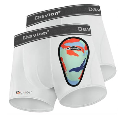 Davion 2-Pack Baseball Cup Youth Boys Underwear with kids Soft Athletic Cup - color: White-2pack, size: Medium