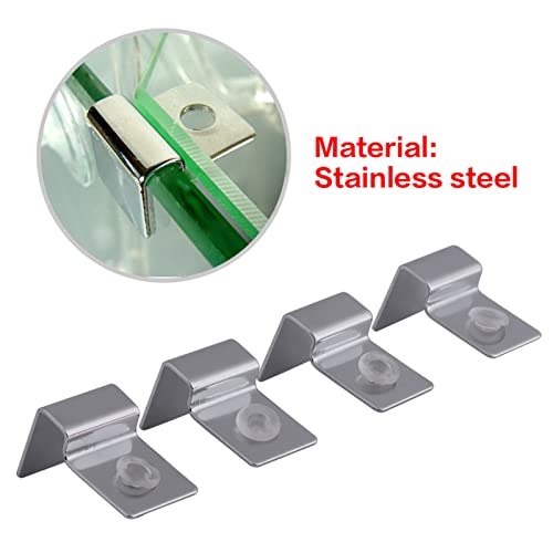 4PCS Aquarium Cover Clips, Adjustable Glass Lid Support Holders with Silicone Cushion, Stainless Steel Material, Fit 6/8/10/12mm Thickness Fish Tank Glass (8mm)