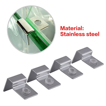 4PCS Aquarium Cover Clips, Adjustable Glass Lid Support Holders with Silicone Cushion, Stainless Steel Material, Fit 6/8/10/12mm Thickness Fish Tank Glass (8mm)