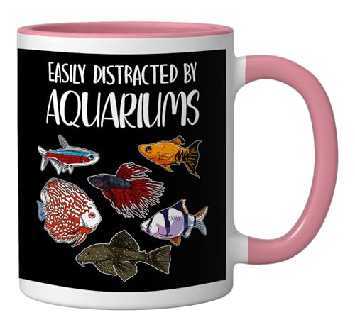 Aquarist Fish Tank & Fish Keeping Gift - Aquarium Lover Ceramic Mug, Pink/White - color: Pink/White