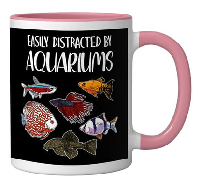 Aquarist Fish Tank & Fish Keeping Gift - Aquarium Lover Ceramic Mug, Pink/White - color: Pink/White