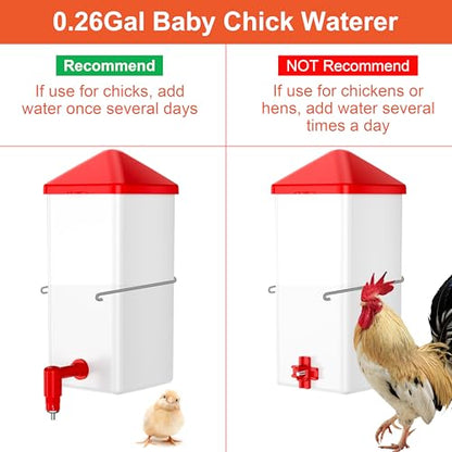 ZenxyHoC Baby Chick Waterer 0.26 Gal with Versatile- and Horizontal Nipple Drinker