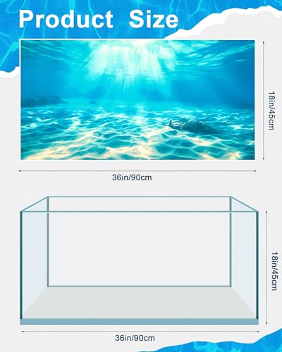 4 Pack Aquarium Background Polyester 36 x 18 Inch Cloth Fish Tank Background Undersea Corals Sunshines Rock Aquatic Plants Wallpaper with Double-Sided Tape