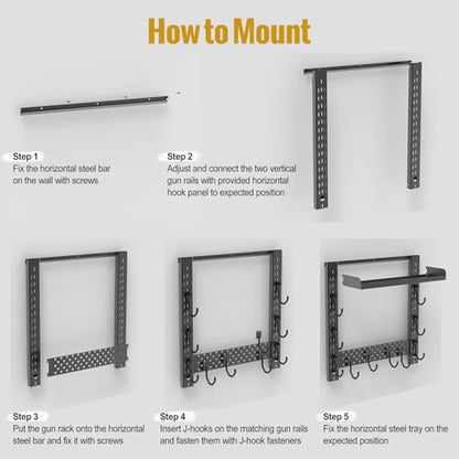 ONETIGRIS Gun Rack Wall Mount,Indoor Gun Rack for Wall with Shelf Horizontal and 1 Removable Gun Accessories Tray - style: MOLLE Panel&Shelf