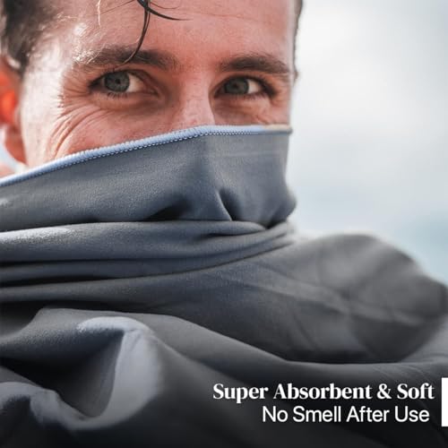 Microfiber Travel Towel - Ultra Absorbent, Quick Dry Towel, Lightweight & Compact, Perfect for Camping, Hiking, Gym, Swimming (60x120cm, 200gsm, Black) - Made from Recycled Plastic Bottles