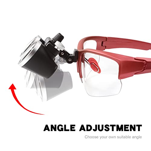3.5x420MM Angle Adjustable Binocular Loupes Magnifier Glasses Loupes with Cloth Case (Red) - color: Red