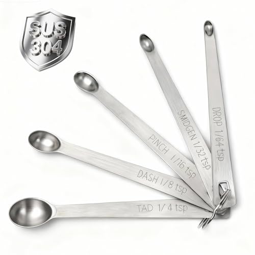 Mini Measuring Spoons Set, 18/8 Stainless Steel Teaspoon for Cooking and Baking, Suitable for Small Amount of Dry or Liquid Ingredients and Spices