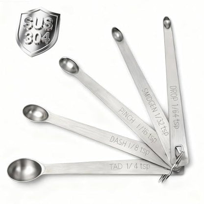 Mini Measuring Spoons Set, 18/8 Stainless Steel Teaspoon for Cooking and Baking, Suitable for Small Amount of Dry or Liquid Ingredients and Spices