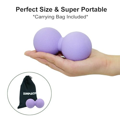 Hard Peanut Massage Ball, Double Lacrosse Massage Ball. Deep Tissue Massager Mobility Roller for Physical Therapy Myofascial Release Trigger Point Muscle Relax Pain Relief Acupressure (Purple) - color: Purple