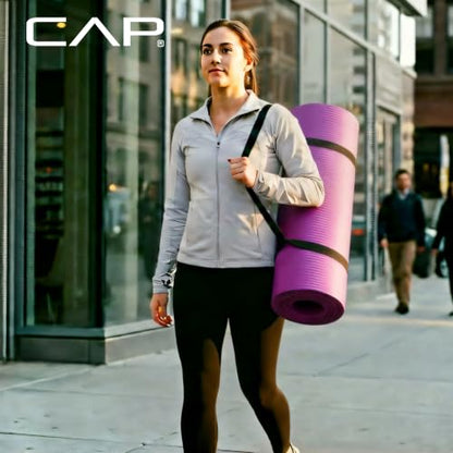 CAP 1" Extra Thick Yoga Mat, Exercise Mat with Strap, Multiple Colors - color: Teal