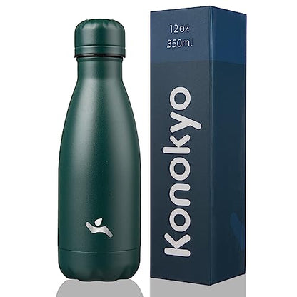 Konokyo 12 oz Insulated Stainless Steel Water Bottle, Army Green - color: Army Green, size: 12 Ounces
