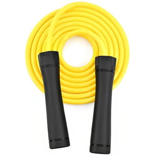 Weighted Jump Rope, 1LB Tangle-Free Ball Bearing Rapid Speed Skipping Rope for Men Women, Adjustable 9mm Cotton & PVC Rope with Alum Handle for Boxing MMA Weight-Loss Athletic Workout Fitness - color: Yellow