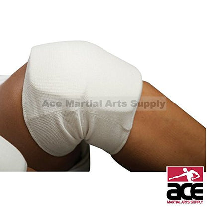 Ace Martial Arts Supply White Cloth Knee Pad - Large