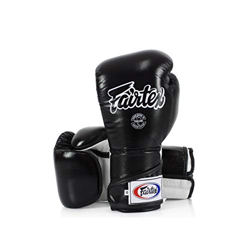 Fairtex BGV6 Angular Boxing Gloves, Locked Thumb Muay Thai MMA Kickboxing - color: Black/White, size: 12oz