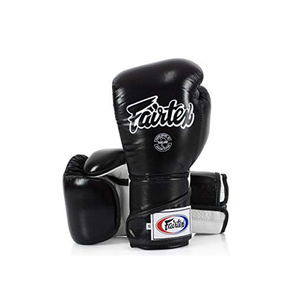 Fairtex BGV6 Angular Boxing Gloves, Locked Thumb Muay Thai MMA Kickboxing - color: Black/White, size: 12oz
