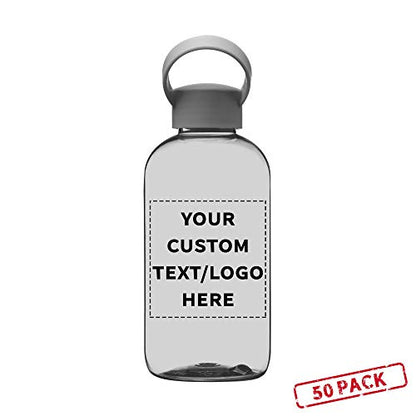 DISCOUNT PROMOS 50 Beau Water Bottles with Handle Set, 20 oz. - Customizable Text, Logo - Flexi-Grip, Plastic, Drinkware - Smoke - color: - Custom - Smoke, size: 50 bottles
