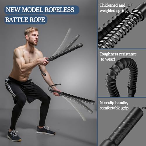 Ropeless Battle Ropes for Home Gym, Cordless Battle Rope for HIIT & Cardio (2 Ropes) - style: 2 Ropes