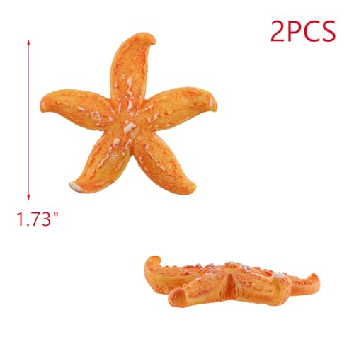 Polyresin Artificial Mini Starfish Decoration 1.7"x1.8" for Fish Tank Aquarium Landscape Decoration-2 pcs(Orange)