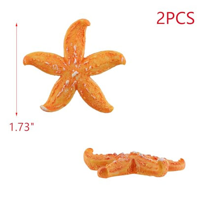 Polyresin Artificial Mini Starfish Decoration 1.7"x1.8" for Fish Tank Aquarium Landscape Decoration-2 pcs(Orange)
