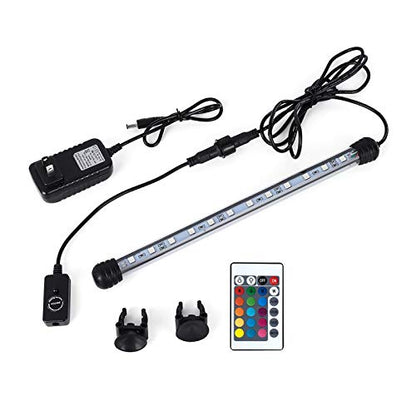 MQ 12 in Submersible LED Aquarium Light, 2W Color Changing Fish Tank Light with Remote Control, IP68 Crystal Glass 12 LEDs Lights Bar, for Fish Tank 15-20 inch - size: 12LED-Length 12"