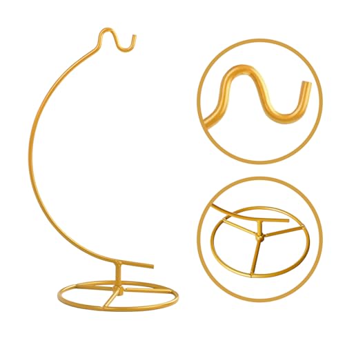 Ornament Display Stand,Assembled Display Stand with Hook,Iron Pothook Stand for Hanging Glass Globe, Air Plant Terrarium, Home Wedding Decoration ( Gold )